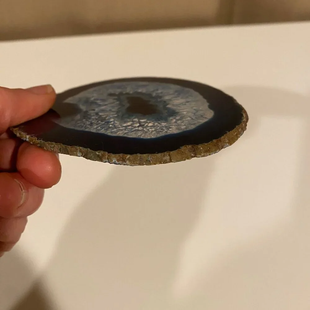 Blue Natural Agate Slice Stone 5x4 Beach Decor‎ Paperweight or Soap Dish